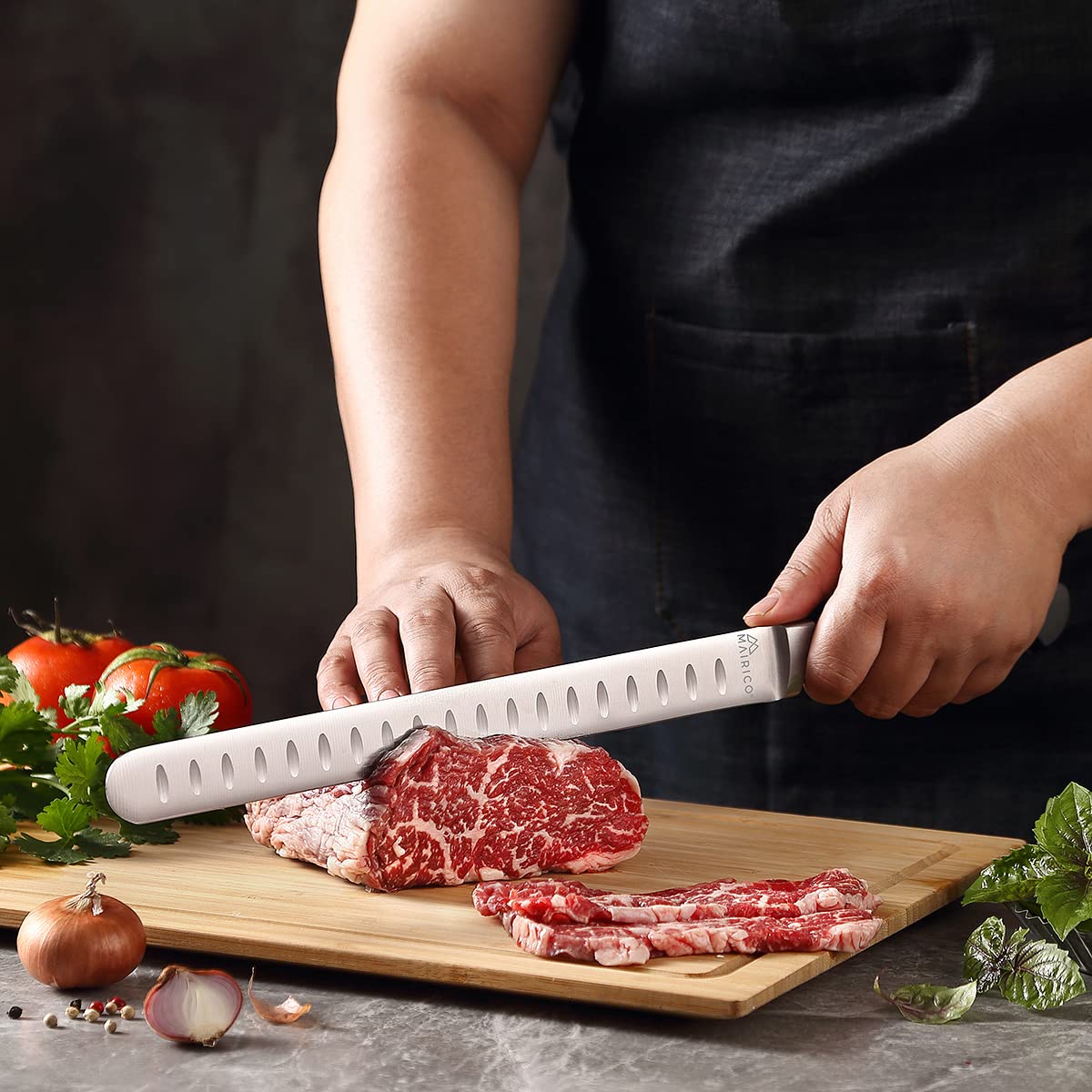 MAIRICO Brisket Slicing Knife - Ultra Sharp Premium 11-inch Stainless Steel Carving Knife for Slicing Roasts, Meats, Fruits and Vegetables MAIRICO