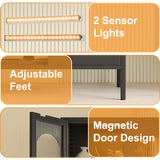 VASAAOSD 71" Kitchen Pantry Storage Cabinet, Display Cabinet with Glass Doors and Lights, Tall Storage Cabinet with Adjustable Shelves, Kitchen Pantry Cabinet for Dining Room, Living Room, Black VASAAOSD