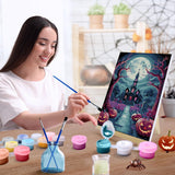 JOOZ Halloween Paint by Numbers Kit for Adults with Frame, Moon Castle Pumpkin Paint by Number with Easel, DIY Halloween Framed Paint by Number Kits for Home Wall Decor 8x12 Inch JOOZ