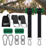 Werfeito Extra Long Tree Swing Straps, 3FT/8FT/10FT/20FT/30FT Tree Swing Hanging Straps Kit Holds 5000 lbs with Tree Protector, Heavy Duty Carabiner and Swivel Perfect for Swings & Hammocks (20 FT) Werfeito