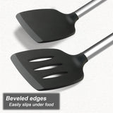 2 Pack Silicone Spatula Set,Solid & Slotted Spatulas Silicone Heat Resistant,Turner Spatulas for Kitchen Use,Rubber Spatulas for Fish, Eggs, Pancakes, WOK, Silicone Cooking Utensils Qukaka