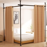 Room Divider, No Drilling Curtain Rod for Room Separation, 4-10ft (H) 28-114inch(W) Adjustable Heavy Duty Floor to Ceiling Wall Divider Hanging Room Dividers Partition Space Separator Matte Black HORSE SECRET