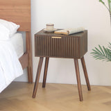 Mid Century Modern Nightstand, Small End Tables Living Room, Accent Bedside Table with Drawer for Bedroom and Small Space, Rustic Brown AWASEN