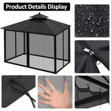 Homegroove Replacement Mosquito Netting for 10x12ft Gazebo, Universal Mosquito Netting for Patio Garden Yard, 4-Panel Outdoor Mesh Netting Screen with Zipper, Upgraded Flame Retardant Material Black homegroove