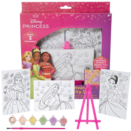 Innovative Designs Disney Princess Canvas Paint Set for Kids with 3 Canvases, Acrylic Paint, Paintbrush, & Easel Innovative Designs