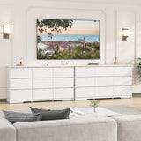 CARPETNAL 9 Drawer White Dresser for Bedroom with Deep Drawers, Large Dressers & Chest of Drawers Handle Free, Modern Long Dressers for Closet Bedroom, Living Room (59.25" W x 15.9" D x 31.9" H) CARPETNAL