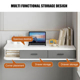 Floating Dressing Table with Drawers, Wooden Laptop Computer Desk,Space Saving Makeup Vanity Storage Cabinet,Wall Mounted Nightstand Bedside Table for Bedroom Living Room(80x40cm(31x16inch), B) SUZEPER