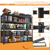 Vaernevy 59''W/72''H Garage Shelving Units Heavy Duty 3500LBS Metal Storage Shelves Adjustable Steel Industrial Shelving 5 Tier Storage Shelf Rack for Basement, Warehouse Vaernevy