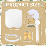 Vercraft Sublimation Fans Blank Bulk Fans Handheld Set Double Sided Sublimation Fans Includes Blank White Cardstock Handle Sticks Gold Bow for Wedding Baby Shower Party Supplies DIY(25 Pcs) Vercraft