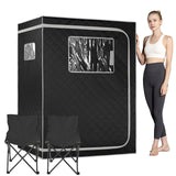 Smartmak Full Size Far Infrared Sauna, Two Person Home SPA with Time & Temperature Remote, Chairs, Light, 1 or 2 Person Privacy Indoor Saunas for Relaxation Detox,Greyborder Smartmak