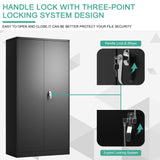 Waqiv 71" Metal Storage Cabinet with 5 Shelves, Steel Tall Large Space Office Locker with 2 Doors, Locking Tool Storage Cabinet for Home Office,Garage,Gym,Pantry,School Waqiv