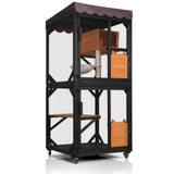 GUTINNEEN Catio Outdoor Cat Enclosure on Wheels - Outside Kitty House with Upgraded Resting Box, PVC Layer, and Waterproof Roof - 71.9" Black GUTINNEEN