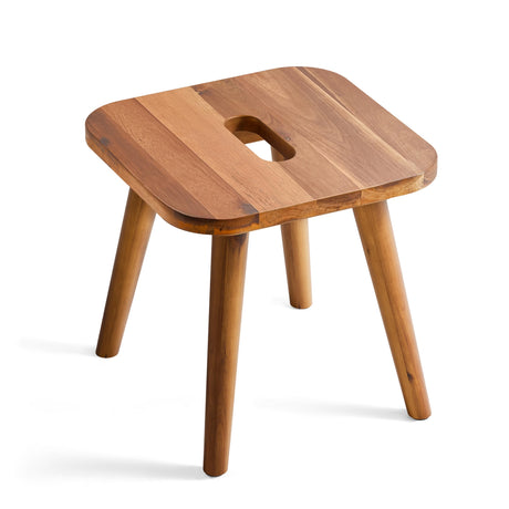 Holana 9.75" Wooden Step Stool for Kids - Acacia Wood Plant Stools, Plant Stand Small Foot Stool with Four Legs - Wood Sitting Stool for Kitchen, Bathroom，Bedroom，Living Room (Square) HOLANA