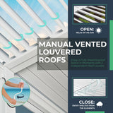 YOLENY Electric Louvered Pergola 10x13, Solar and Electric Powered, Integrated LED and 4 Side Screens, Full Aluminum Frame and Louvers, Adjustable Rainproof Roof for Outdoor Living, White YOLENY