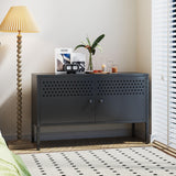 biosp 2 Door Metal Accent Cabinet 25" H Metal Storage Cabinet for Home Office Hallway Entryway Garage Basement, TV Stand for Living Room, Black biosp