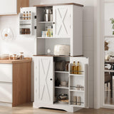 Apicizon 72" Kitchen Pantry Cabinet, Freestanding Kitchen Pantry Storage Cabinets with Barn Doors & Shelves, Utility Hutch Cabinet, Cupboard Organizer for Dining Room Living Room Bathroom Apicizon