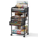 Art cart, 5 Tier Rolling Cart - Utility Cart with Storage Drawer and Wheels, Versatile Art & Craft Organizer for Home, Office, or Studio Ideal for Storing Brushes, Paints Homsorout