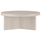 Henn&Hart 36" Wide Round Coffee Table in Beech White, for Home, Living Room, Bedroom, Entertainment Room, Office Henn&Hart