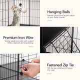 Large Cat Cage, 4-Tier Cat Enclosures Indoor, DIY Cat Kennel Detachable Metal Wire Catio Playpen with Hammock and Hanging Balls, for 1-3 Cats, Ease to Assembly, Black BK02PP03G1N1 HOOBRO