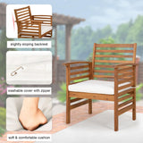 Outdoor Wood Sofa Set Patio Conversation Sets Acacia Patio Sofas Set with Thick and Soft Cushions Easy to Assemble Patio Furniture Set Natural Acacia Wood Compact and Sturdy Design Furniture Set PayLessHere