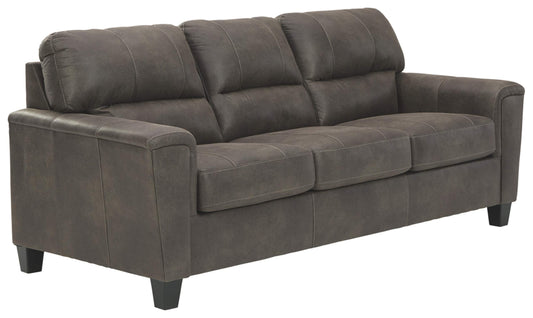 Signature Design by Ashley Navi Faux Leather Modern Sofa, Gray