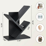 Tajsoon Tree Bookshelf 3 Tier Book Storage Organizer Shelves, Desktop Bookshelf Floor Standing Bookcase Display for CDs/Magazine/Books, Small Bookshelf for Bedroom, Living Room&Office, Black Tajsoon