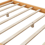 Merax Modern Queen Size Wood Canopy Bed Floor Platform Bed Frame/No Box Spring Needed/Easy Assembly, Nutural Merax