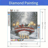 BOHADIY Diamond Art Kits for Adults, Christmas Winter Bridge Diamond Painting Kits for Beginner Round 5D Full Drill Snowy Forest Diamond Dots Crafts for Home Wall Decor Gifts 12x12 Inch BOHADIY