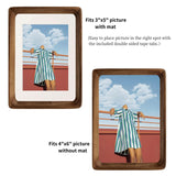 FLECHAZO 4x6 Picture Frame Wood with 3x5 Mat, Natural Solid Walnut Wooden 4 by 6 Photo Frames for Tabletop or Wall Mounting Display FLECHAZO