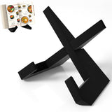 Webtrlics Cookbook Stand, Cookbook Holder for Kitchen,Black Recipe Book Holder for Counter,Wooden Plate Holder Display Stand for Tabletop (Black) Webtrylics