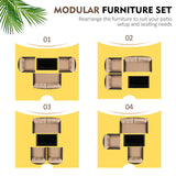 Shintenchi 4 Piece Patio Furniture Set, Outdoor Rattan Conversation Set with Coffee Table, Outside Wicker Sectional Sofa Couch with Cushion, Brown and Khaki Shintenchi