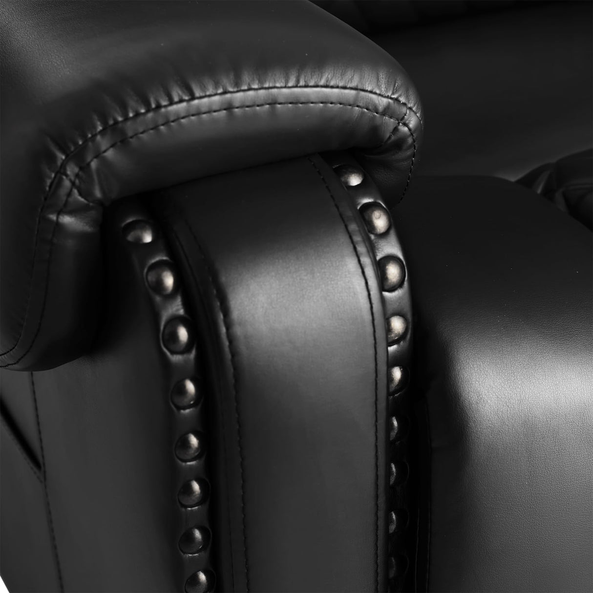 Large Massage Recliner Loveseat with Storage Console Lumbar Heating, PU Leather Reclining Sofa Chairs, Ergonomic Living Room Loveseat Chairs with 2 Cup Holders (Black) COSVALVE