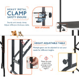 LEIBOU 45'' Height Adjustable(23''~33.8'') and Foldable Pet Dog Grooming Table Heavy Duty Iron Frame with H-Shape Grooming Arm & 3 Noose, Maximum Capacity Up to 260lbs, Black LEIBOU