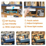 RUPOLX Blue Kids Desk and Chair Set for 5-12 Year Old,Kids Study Desk with 3-Color Lights,Childrens Computer with 4 Drawers, Kids Study Table with Storage Shelf -D-40 RUPOLX