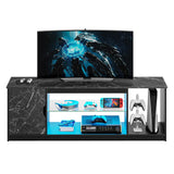 Bestier LED TV Stand for 55/60/65 Inch TV, Gaming Entertainment Center with Cabinet for PS5, Xbox,Modern TV Cabinet with Adjustable Glass Shelves for Living Room, Bedroom 58 Inch,Black Marble Bestier