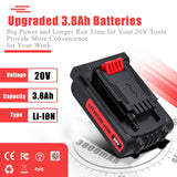 3.8Ah Replacement for Black and Decker 20V Lithium Battery, Compatible for Black Decker 20V Battery LBXR20 LBX20 LB20 LBX4020 LBXR20B-2 LST300 LST220 2Packs with Battery Charger Bonacell