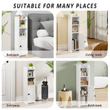 Lomojo Small Bathroom Storage Cabinet Corner, Floor Cabinet with Adjustable Shelves, Freestanding Narrow Bathroom Toilet Paper Organizers for Small Spaces (White) Lomojo