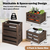 Edergoo Wooden Crates, Farmhouse Wooden Crates for Storage, Rustic Handmade Wood Crate with Handles, Durable Wooden Crates for Display, Large Wooden Crate Box, Wooden Crates for Decor, 2 Pack, Brown Edergoo