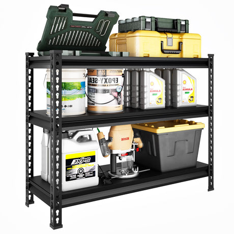 SDXYSTCE 3-Tier Garage Shelving Heavy Duty,40”W x 18”D x 36”H Metal Shelving Unit，1320 lbs Weight Capacity Adjustable Storage Shelves for Retiple Tanks, Aquariums, Pantry, Garage，Black SDXYSTCE