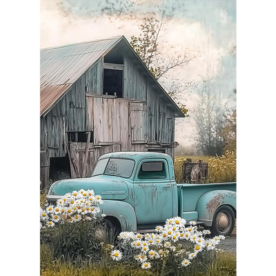 MXJSUA DIY 5D Diamond Painting Kits for Adults, Old Truck and Barn Diamond Art Painting Full Drill Crystal Rhinestone Embroidery Craft Kits for Home Wall Decor Gifts, 12x16inch