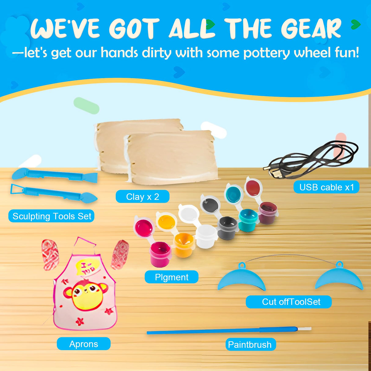 MOMJOY Pottery Wheel Toys for Ages 8-13, Pottery Wheel for Kids and Adults - Arts and Crafts for Kids Ages 8-12,Pottery Wheel Kit for Beginners,Birthday Gift for Boys and Girls MOMJOY