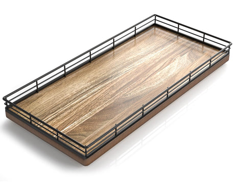 Acacia Bathroom Toilet Tank Tray, 13" Wood Toilet Paper Storage Basket Back of Toilet Basket Organizer, Vanity Tray for Perfume Makeup Candle Kitchen Counter Coffee Table Decor Focusonit