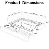 MWrouqfur Velvet Corner Bed Frame Full, Upholstered Corner Daybed with Drawers, Full Size Day Bed Frame with Storage, Classic Tufted Design, Reversible Left Or Right (Black, Queen) MWrouqfur