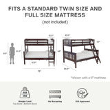 DHP Airlie Espresso Twin-Over-Full Convertible Bunk Bed with Ladder and Guardrails DHP