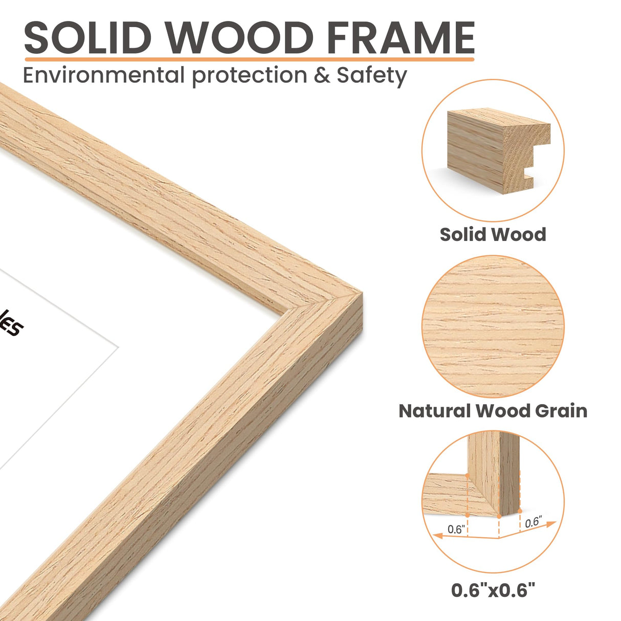 upsimples 8x10 Picture Frame, Natural Solid Wooden Picture Frames, Display 5x7 with Mat or 8 x 10 Without Mat, Wall or Tabletop, 1 Pack upsimples