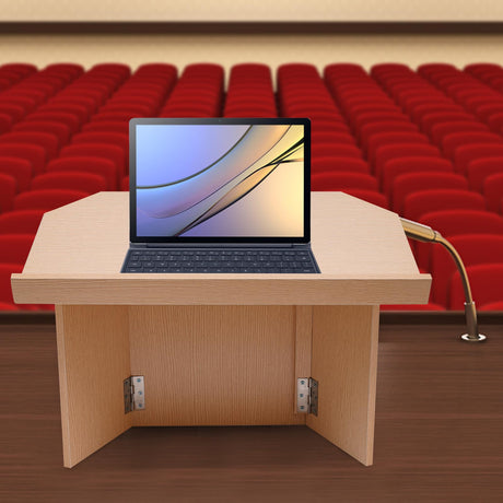 HOLMZCED Foldable Oak Podium Lectern - Portable Desktop Speaker Stand for Any Occasion HOLMZCED