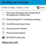 HP OfficeJet Pro 9135e All-in-One Printer, Color, Printer-for-Small Medium Business, Print, Copy, scan, fax, Wireless Instant Ink Eligible (3 months included); Two-Sided Printing; Two-Sided scanning; HP