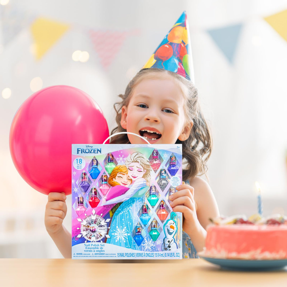 Townley Girl Disney Frozen Non-Toxic Peel-Off Nail Polish Set with Shimmery and Opaque Colors with Nail Gems for Girls Ages 3+, Perfect for Parties, Sleepovers and Makeovers, 18 Pc Set Townley Girl