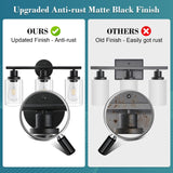 Unicozin Modern Bathroom Light Fixtures, 3 Light Vanity Lights, Black Wall Lamp with Clear Glass for Bathroom, Mirror, Living Room, Bedroom, Hallway, E26 Base Unicozin