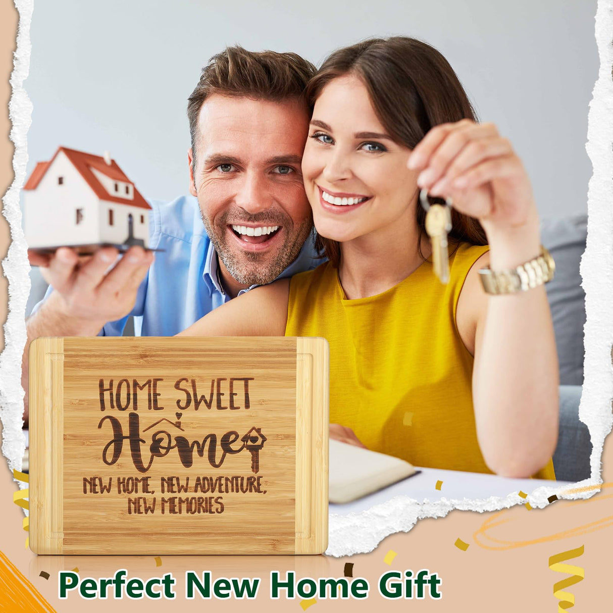 Housewarming Gifts, Engraved Cutting Board House Warming Gifts for New Home, New Home Gift Ideas For Couple, Women, Men, Friends, New Homeowner, Daughter, Son, Home Sweet Home Sign Ringshine